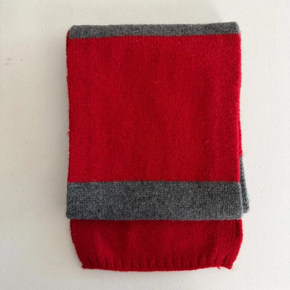 Gap‎ Lambswool Striped Scarf Gray Red Unisex